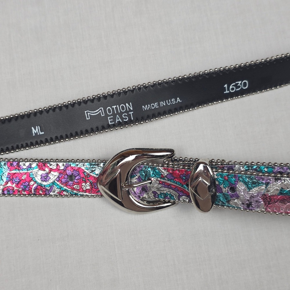 Motion East Western Paisley Belt Women ML Multicolor Metallic Made in USA - Picture 5 of 5